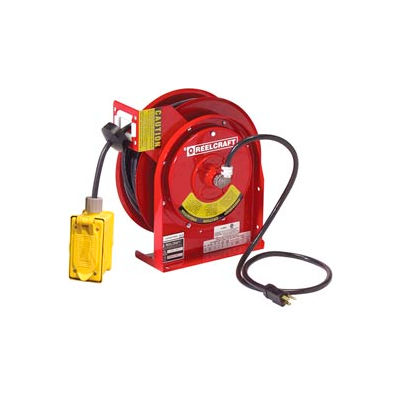 Reelcraft L 4545 123 7 12 AWG / 3 Cond x 45ft, 20 AMP, Duplex GFCI Outlet with Cord, 285 lbs