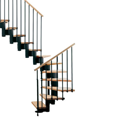 Arke Kompact Modular Staircase Kit, (88-5/8" to 119-1/4"), *U* 29" Tread, Black