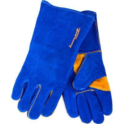 Forney® Hide® Leather Welding Gloves, Blue, Mens XL
