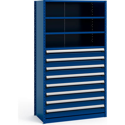 Steel Shelving 48"Wx24"Dx87"H Closed 5 Shelf 8 Drawer Avalanche Blue