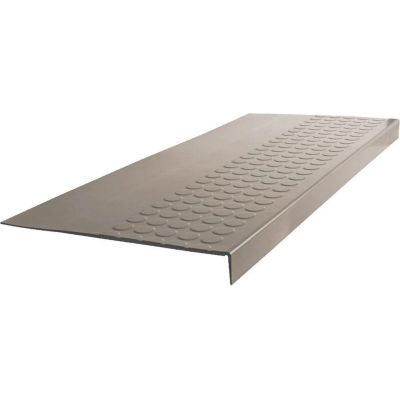 Rubber Raised Circular Stair Tread Square Nose 12.06" x 54" Pewter