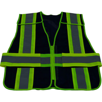Petra Roc Two Tone 5-Point Breakaway Public Safety Vest, Zipper Closure, Navy/Lime, 2XL-5XL