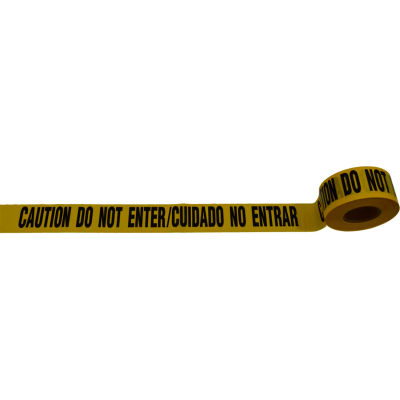 "Caution Do Not Enter / Cuidado No Entrar" Barricade Tape, Yellow Tape/Black Print, 3" x 1000'