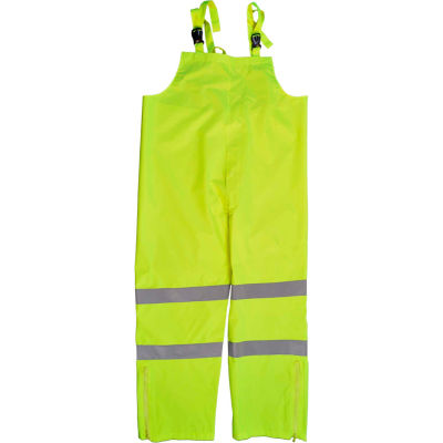 Petra Roc Waterproof Bib Pants, ANSI Class E, 300D Oxford/PU Coating, Lime, 2XL
