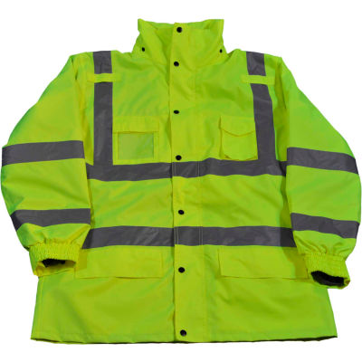 Petra Roc 3-In-1 Waterproof Parka Jacket, ANSI Class 3, 300D Oxford Shell/Fleece Lining, Lime, L