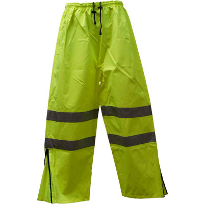 Petra Roc Waterproof Drawstring Pants, ANSI Class E, 300D Oxford/PU Coating, Lime, 2XL