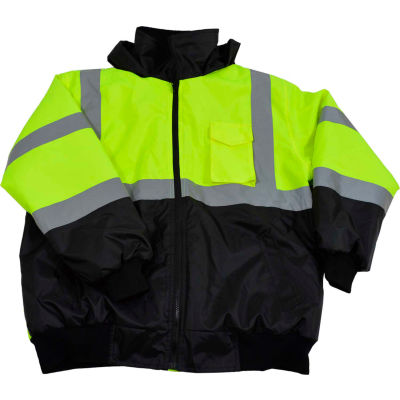 Petra Roc ANSI Class 3 Waterproof Bomber Jacket, Lime/Black, Size L