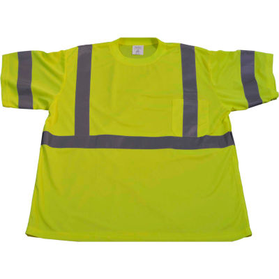 Petra Roc ANSI Class 3 Short Sleeve T-Shirt, Polyester Birdseye Mesh, Lime, Size 4X