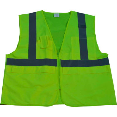Petra Roc Multi Pocket Surveyor's Safety Vest, ANSI Class 2, Polyester Solid, Lime, 2XL/3XL