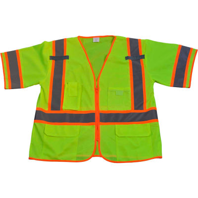 Petra Roc Two Tone DOT Surveyors Vest, ANSI Class 3, Polyester Solid, Lime/Orange, L/XL