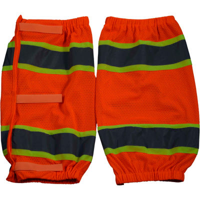 Petra Roc Leg Gaiter, ANSI Class E, Polyester Mesh, Orange/Lime, One Size, 1 Pair