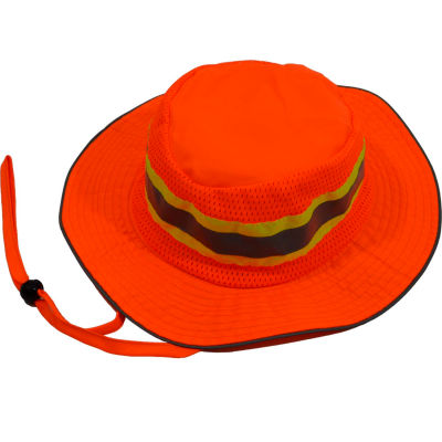 Petra Roc Hi-Visibility Full Brimmed Ranger Hat, Polyester Mesh/Oxford, Orange, S/M