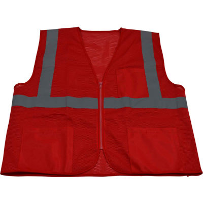 Petra Roc Special Identification Vest, Polyester Mesh, Zipper Closure, Red, S/M