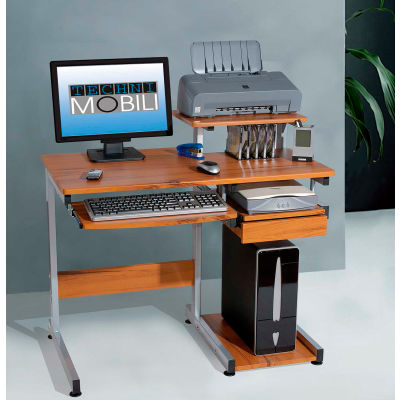 38 W x 22 D x 35 H Techni Mobili Complete Computer Workstation Desk Woodgrain 