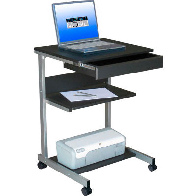 Techni Mobili Rolling Laptop Desk with Storage, 22"W x 20"D x 31"H, Graphite