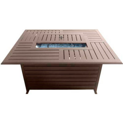Hiland Fire Pit FS-1010-T-12 Propane 42000 BTU Rectangle Slatted Aluminum Bronze/Stainless Steel