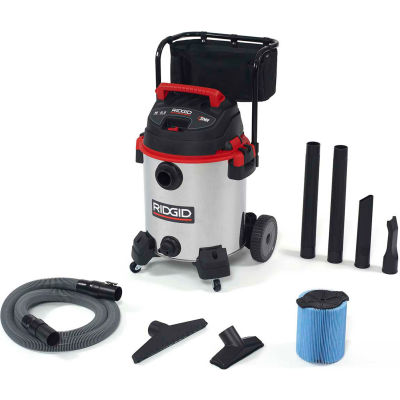 RIDGID® 16 Gallon 6.5 Peak HP Stainless Steel Wet/Dry Vacuum with Cart - 1610RV