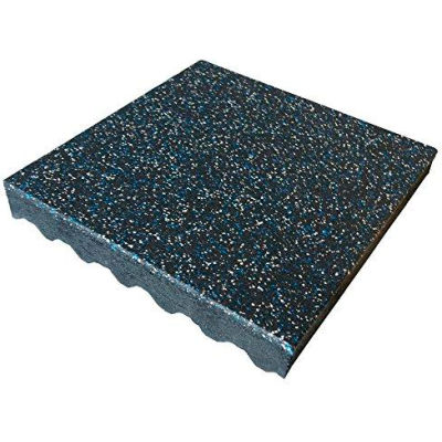 Rubber-Cal "Eco-Safety" Interlocking Playground Tiles, 3"x19.5"x19.5", 120 Pack, Blue/White Speckled
