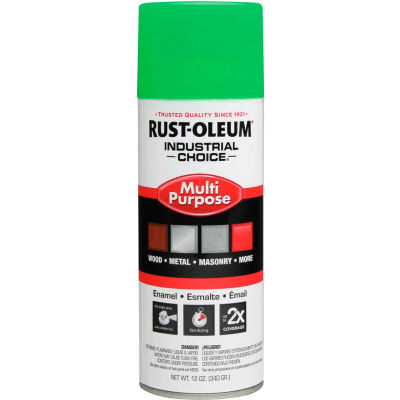 Rust-Oleum Industrial 1600 System Gen Purpose Enamel Aerosol, Fluorescent Green, 12 oz. - 1632830 - Pkg Qty 6