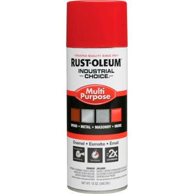 Rust-Oleum Industrial 1600 System General Purpose Enamel Aerosol, Safety Red, 12 oz. - 1660830 - Pkg Qty 6