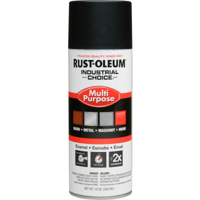 Rust-Oleum Industrial 1600 System General Purpose Enamel Aerosol, SemiFlat Black, 12 oz. - 1678830 - Pkg Qty 6
