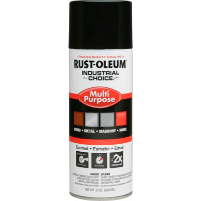 Rust-Oleum Industrial 1600 System General Purpose Enamel Aerosol, Glossy Black, 12 oz. - 1679830 - Pkg Qty 6
