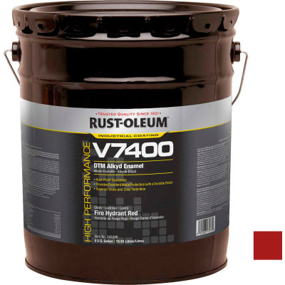 Rust-Oleum V7400 Series <340 VOC DTM Alkyd Enamel, Fire Hydrant Red 5 Gallon Pail - 245386