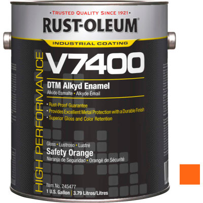 Rust-Oleum V7400 Series <340 VOC DTM Alkyd Enamel, Safety Orange Gallon Can - 245477 - Pkg Qty 2