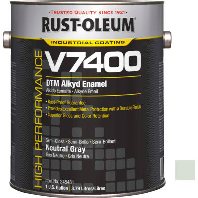 Rust-Oleum V7400 Series <340 VOC DTM Alkyd Enamel, Sg Light Neutral Gray Gallon Can - 245481 - Pkg Qty 2