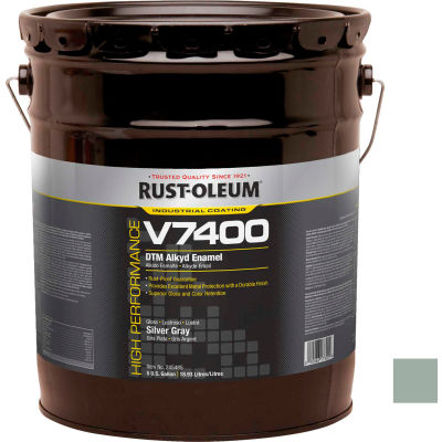 Rust-Oleum V7400 Series <340 VOC DTM Alkyd Enamel, Silver Gray 5 Gallon Pail - 245485