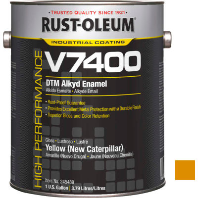 Rust-Oleum V7400 Series <340 VOC DTM Alkyd Enamel, Yellow (New Catpillr) Gallon Can - 245489 - Pkg Qty 2
