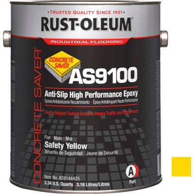 Rust-Oleum AS9100 System <250 VOC Anti-Slip High Perf Epoxy Floor Coat, Safety Yellow Kit- AS9144425