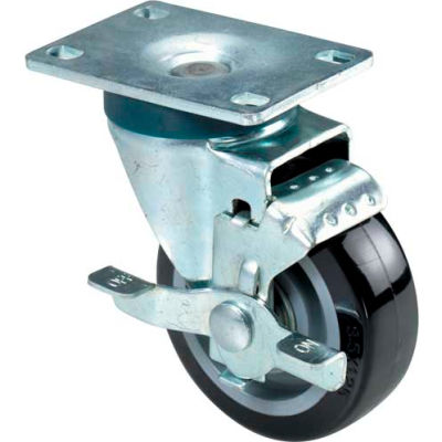 RWM Casters VersaTrac® 4" Urethane Polypropylene Wheel Swivel Caster with Hub Brake
