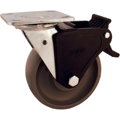 RWM Casters 46 Series 5" Durastan Wheel Swivel Caster with Face Contact Brake - 46-DUR-0520-S-FCNB
