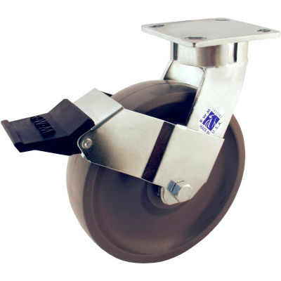 RWM Casters 65 Series 4" GT Wheel Swivel Caster with Face Contact Brake - 65-GTB-0420-S-ICWB