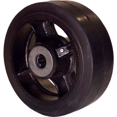 RWM Casters 4" x 2" Mold-On Rubber Wheel with Roller Bearing for 1/2" Axle - RIR-0420-08