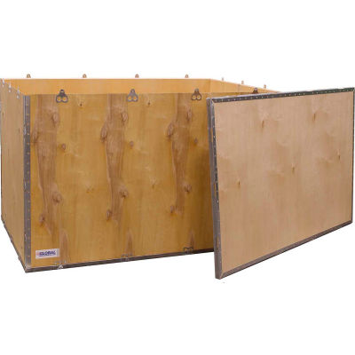 Global Industrial 4-Panel Hinged Shipping Crate with Lid, 48" x 30" x 30" O.D.