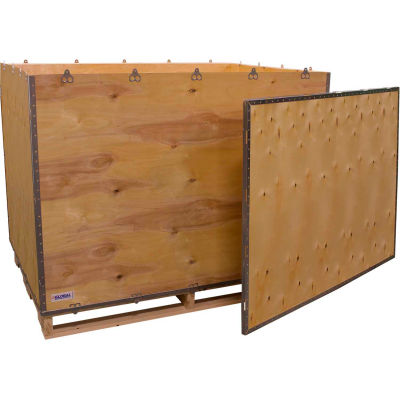 Global Industrial 6-Panel Shipping Crate with Lid & Pallet, 58" x 42" x 46" O.D.