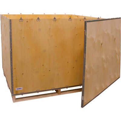Global Industrial 6-Panel Shipping Crate with Lid & Pallet, 60" x 48" x 48" O.D.