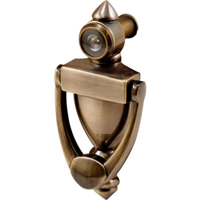 Prime-Line® Door Knocker And Viewer, 180 Degree, Antique Brass, S 4235