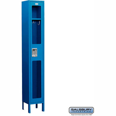 See-Through Metal Locker S-61165 - Single Tier 1 Wide 12"W x 15"D x 72"H Blue Unassembled