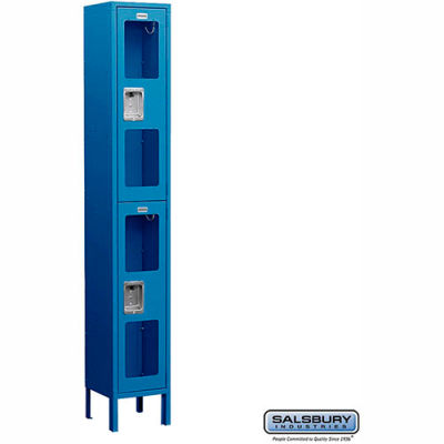 See-Through Metal Locker S-62168 - Double Tier 1 Wide 12"W x 18"D x 36"H Blue Assembled