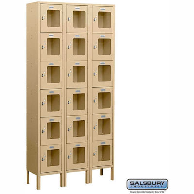 See-Through Metal Locker S-66362 - Six Tier 3 Wide 12"W x 12"D x 12"H Tan Unassembled