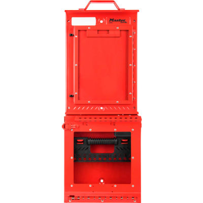 MasterLock® Permit Control Station With Group Lock Box, Wall Mounted, Red, S3500