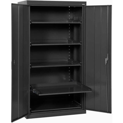 Sandusky Pull-Out Tray/Shelf Storage Cabinet, 36"Wx24"Dx66"H, Black