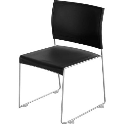Safco® Currant™ Plastic Stacking Chair - Black with Chrome Frame - Pack of 4
