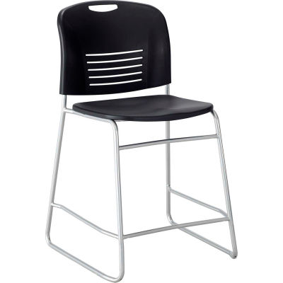 Safco® Vy™ Counter-Height Plastic Stacking Chair with Sled Base - Black