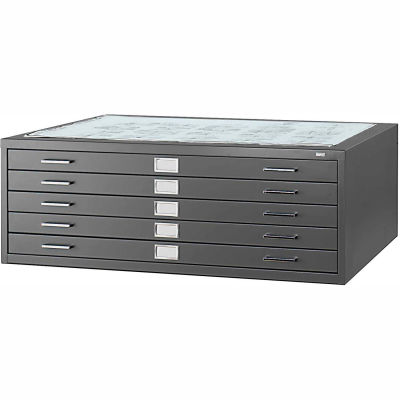5-Drawer Steel Flat File for 30" x 42" D, Black
