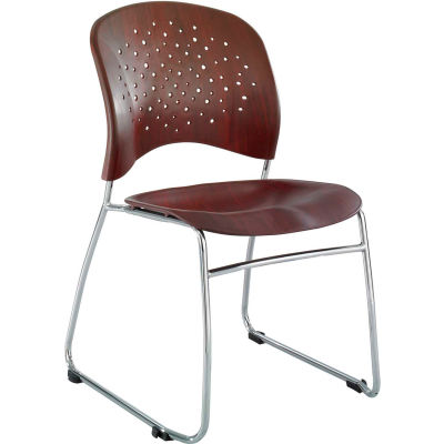 Safco® Reve™ Plastic Guest Stacking Chair with Sled Base - Mahogany - Pack of 2