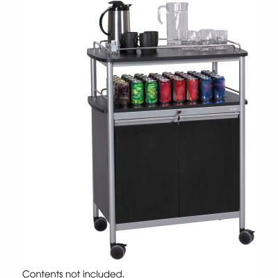 Safco 8964BL - Mobile Beverage Cart, Locking Cabinet, Steel, Black